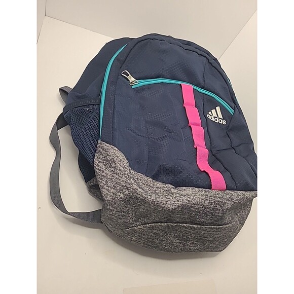 Adidas Stratton 2 Blue Pink Unisex Casual School Backpack Hiking Storage - Picture 2 of 11